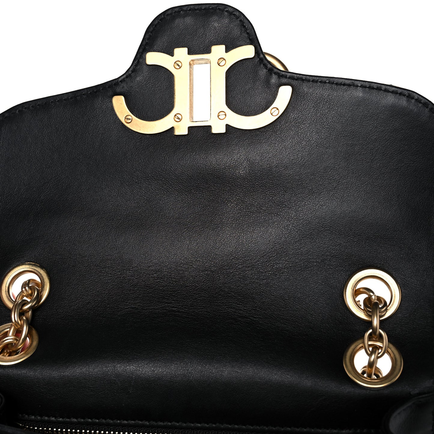 Calfskin Quilted Gancini Small Flap Bag Black