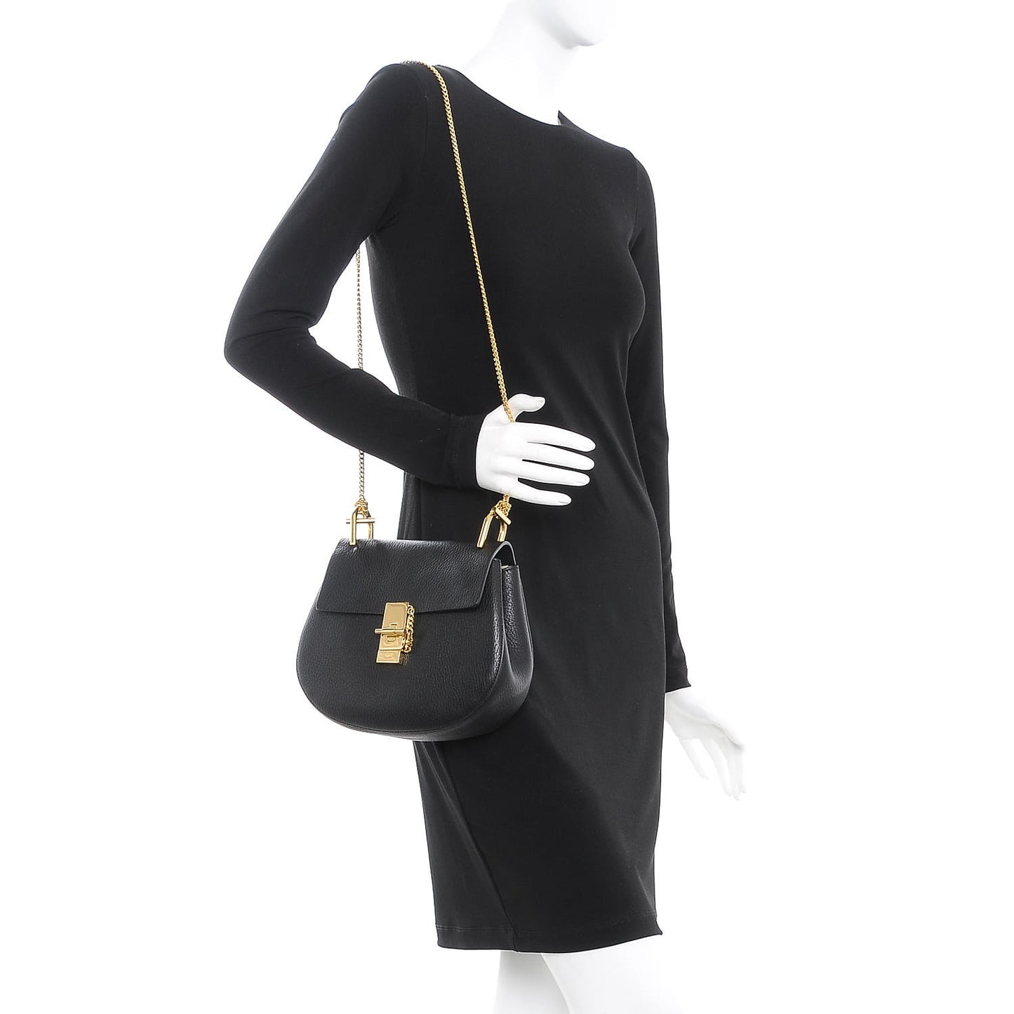 Grained Lambskin Drew Shoulder Bag Black