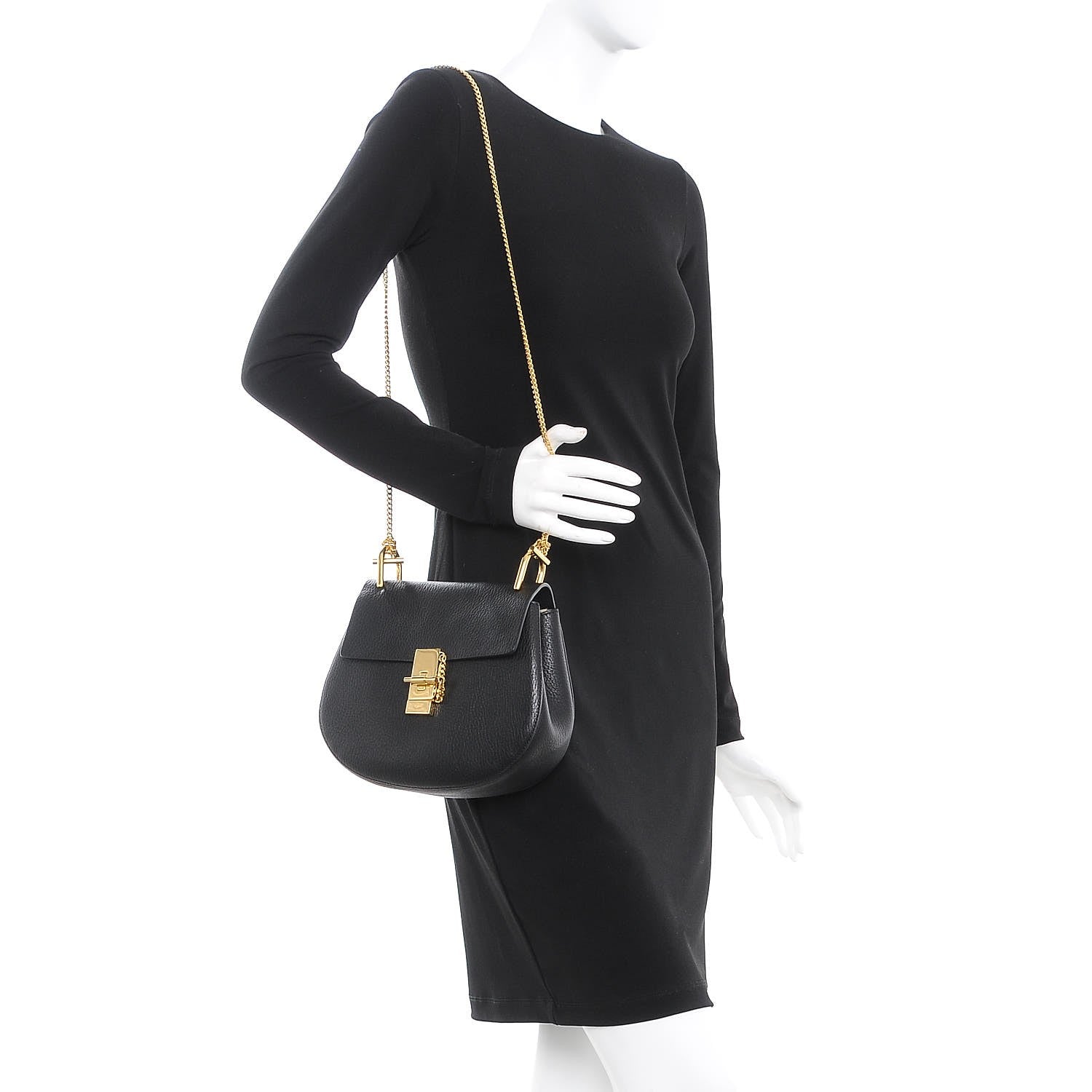 Chloe Grained Lambskin Drew Shoulder Bag Black 2 of 6