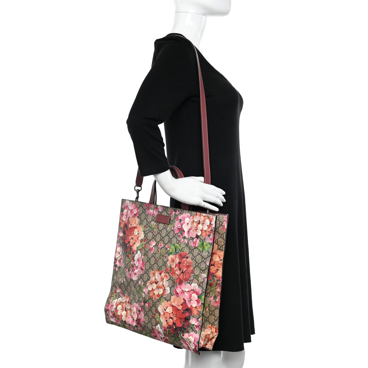 Gucci Soft GG Supreme Monogram Blooms Vertical Tote Beige Multicolor Dry Rose 2 of 11