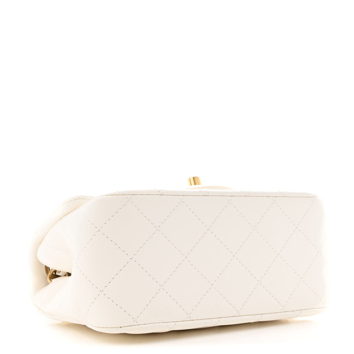 Lambskin Quilted Mini Pearl Crush Flap White