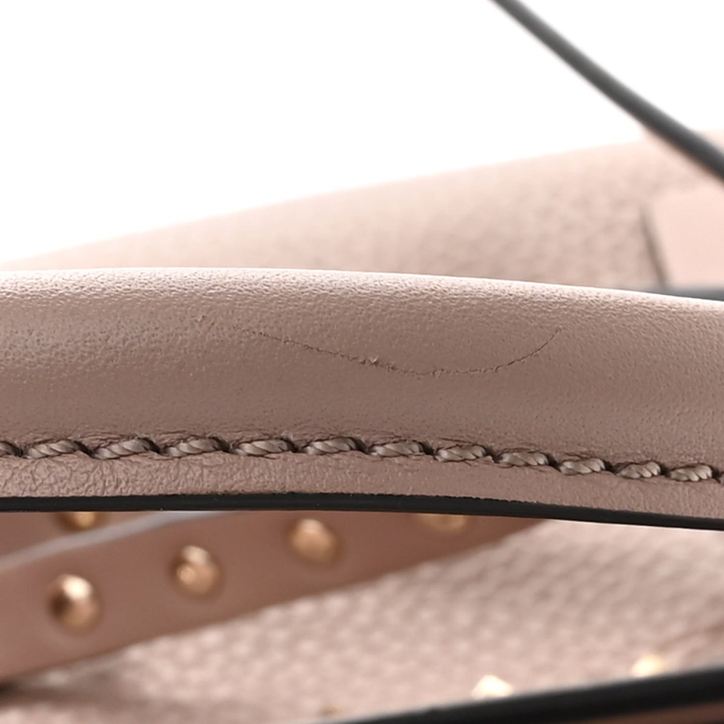 Pebbled Calfskin Small Rockstud Double Handle Bag Poudre