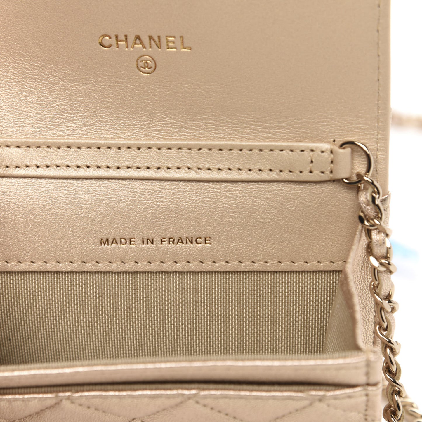 Metallic Lambskin Quilted Flap Chain Waist Bag Gold