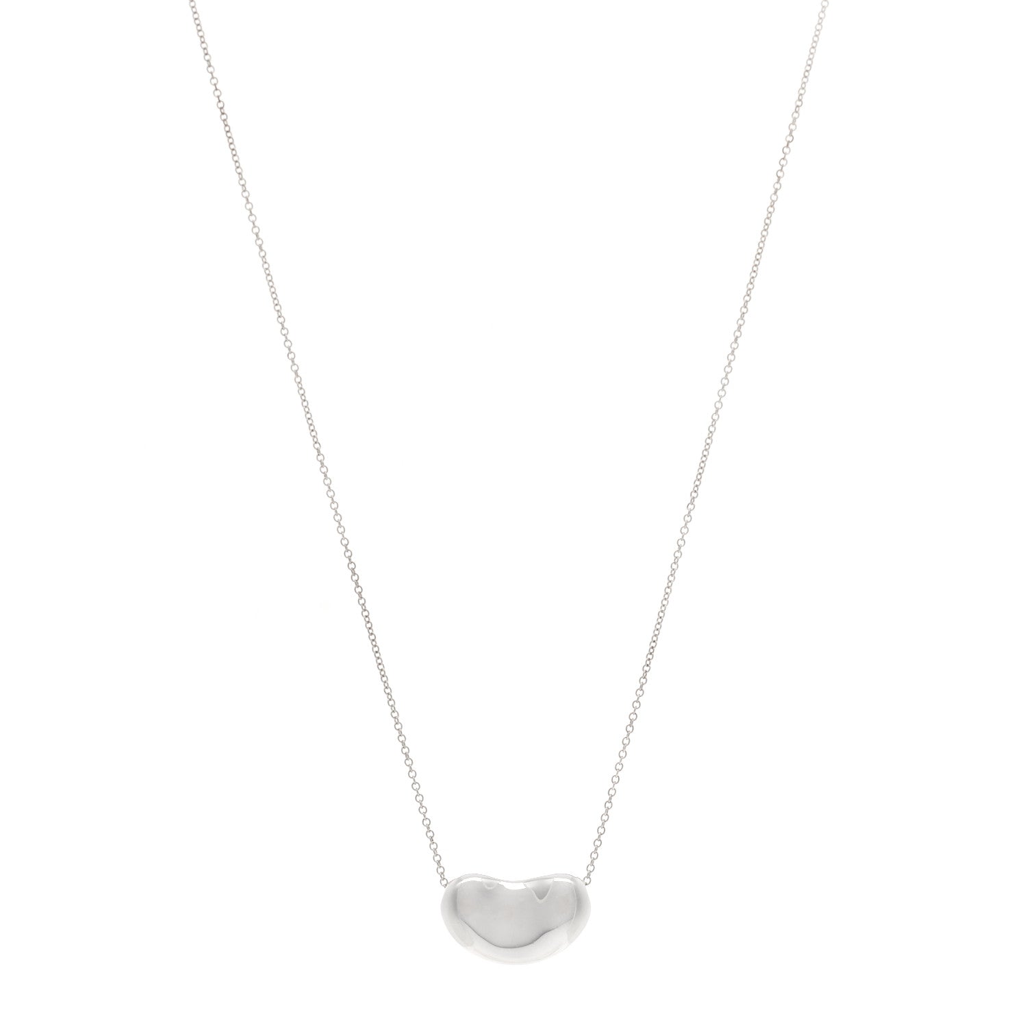 Tiffany Sterling Silver 19mm Elsa Peretti Bean Pendant Necklace 1 of 5