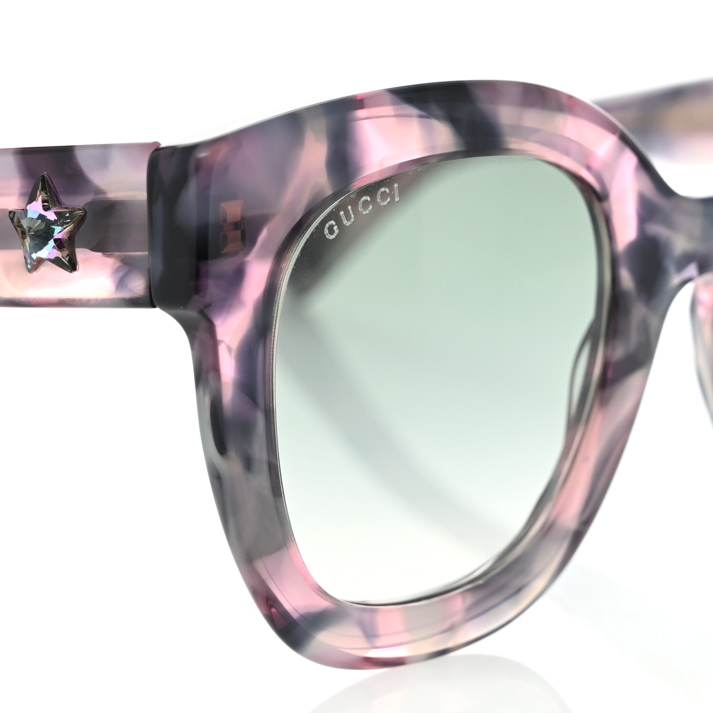 Round Frame GG Star Sunglasses GG0207S Grey Pink