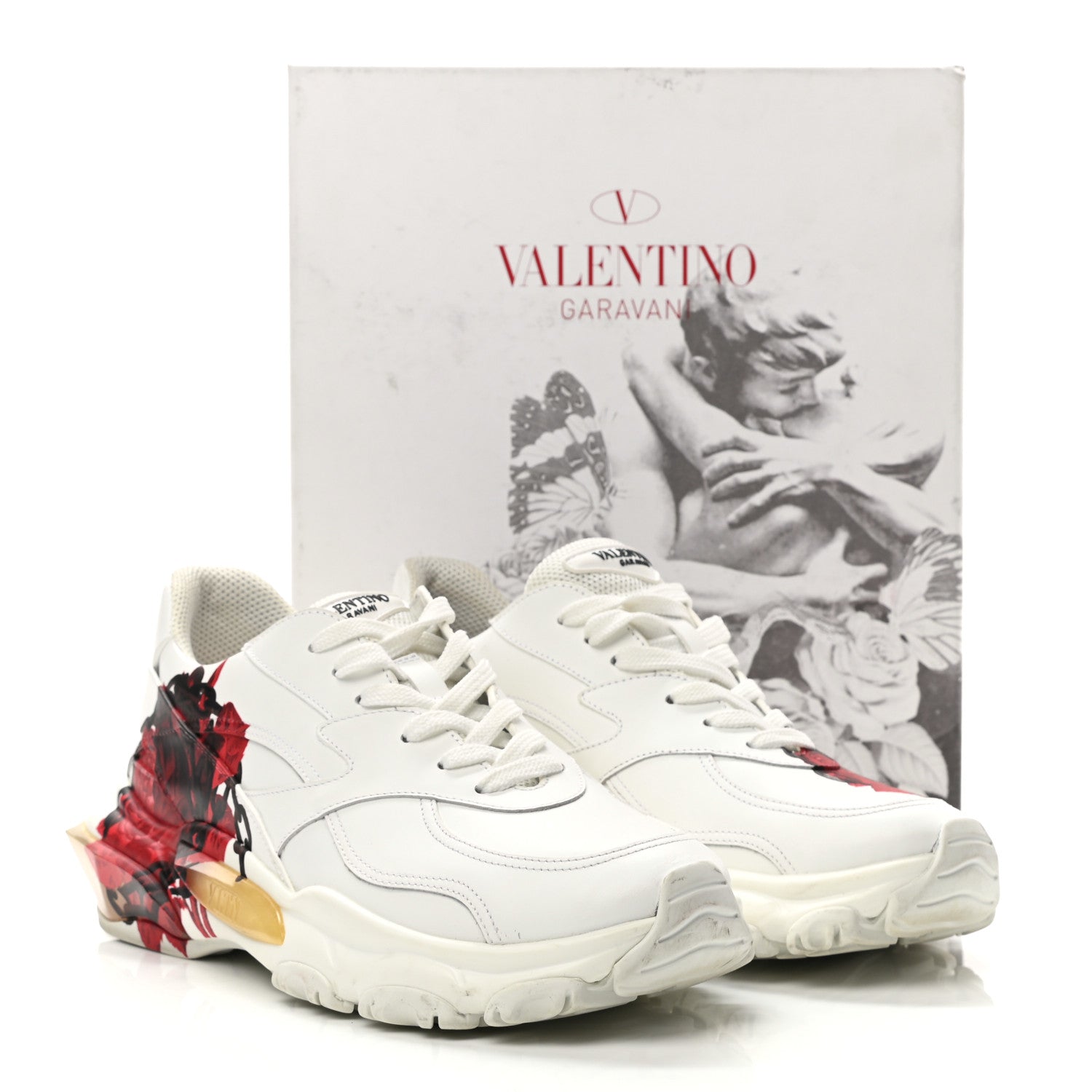 Valentino Garavani X UNDERCOVER Calfskin Womens Flower Print Bounce Sneakers 39 White Red 10 of 10