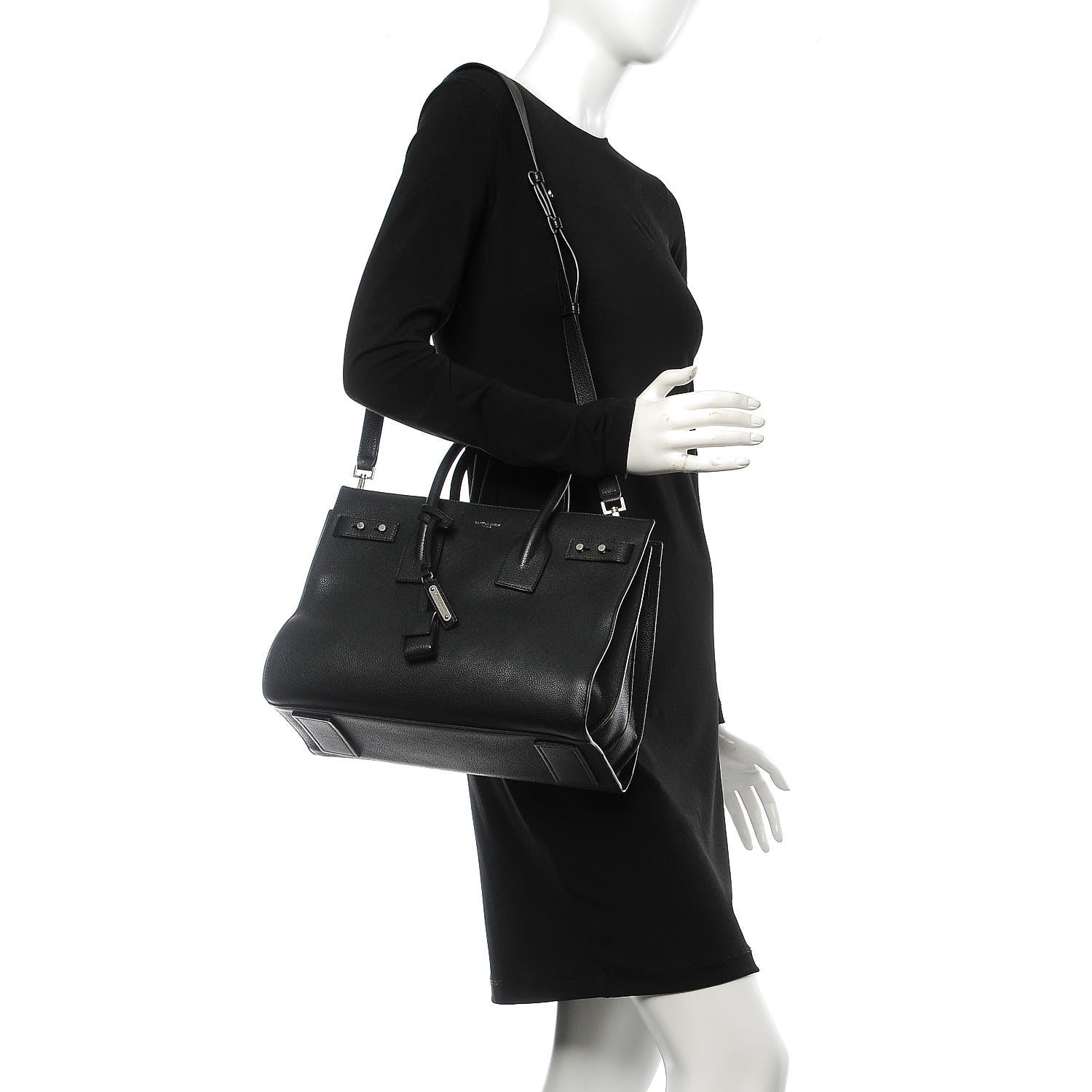Saint Laurent Grained Calfskin Small Supple Sac De Jour Black 2 of 7