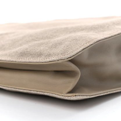 Chanel Canvas Calfskin Wooden Handle Bag Beige 10 of 10