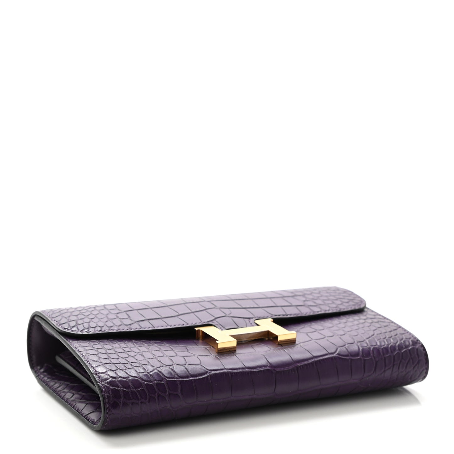 Matte Alligator Constance Long Wallet To Go Amethyst
