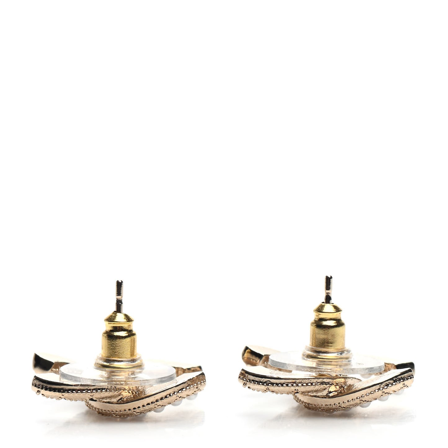 Resin Pearl CC Earrings Gold Black