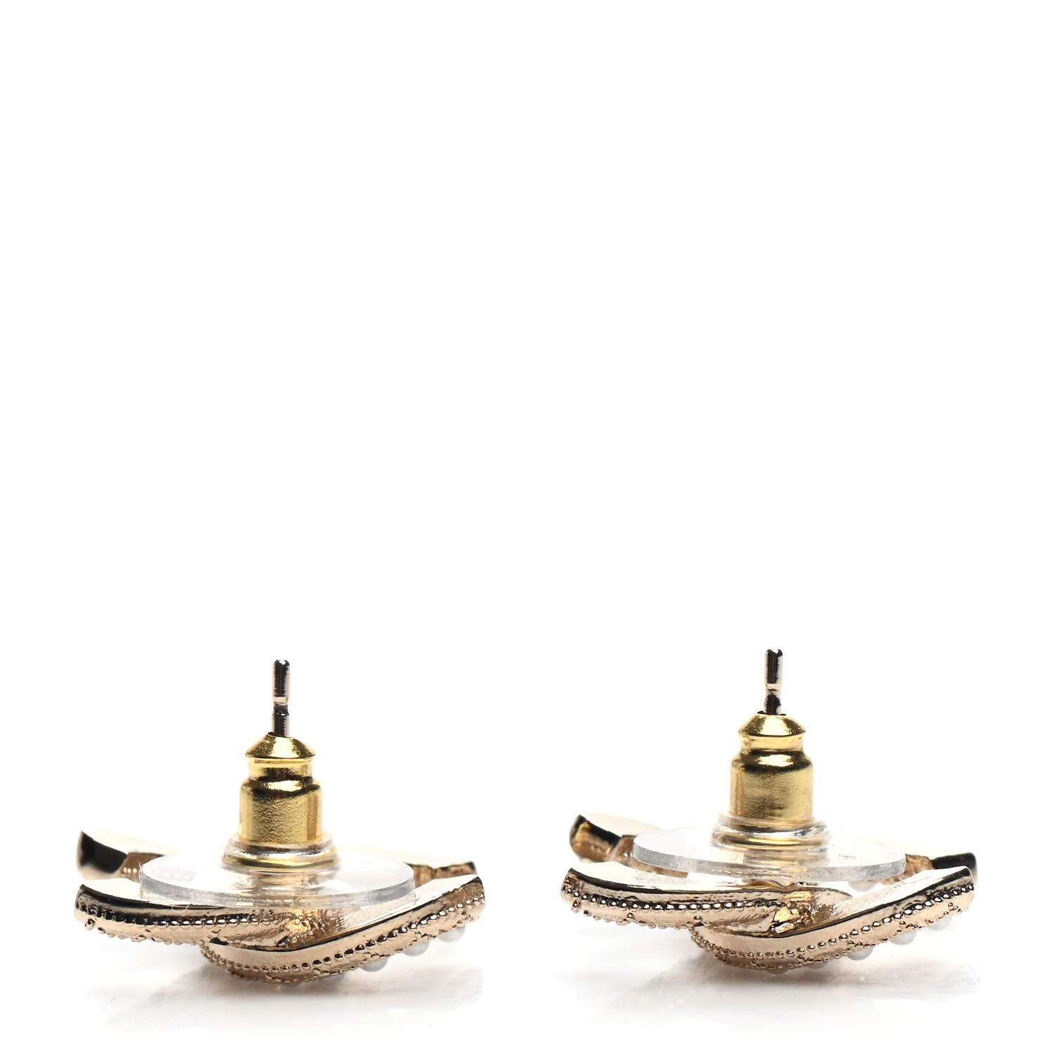 Chanel Resin Pearl CC Earrings Gold Black 3 of 5