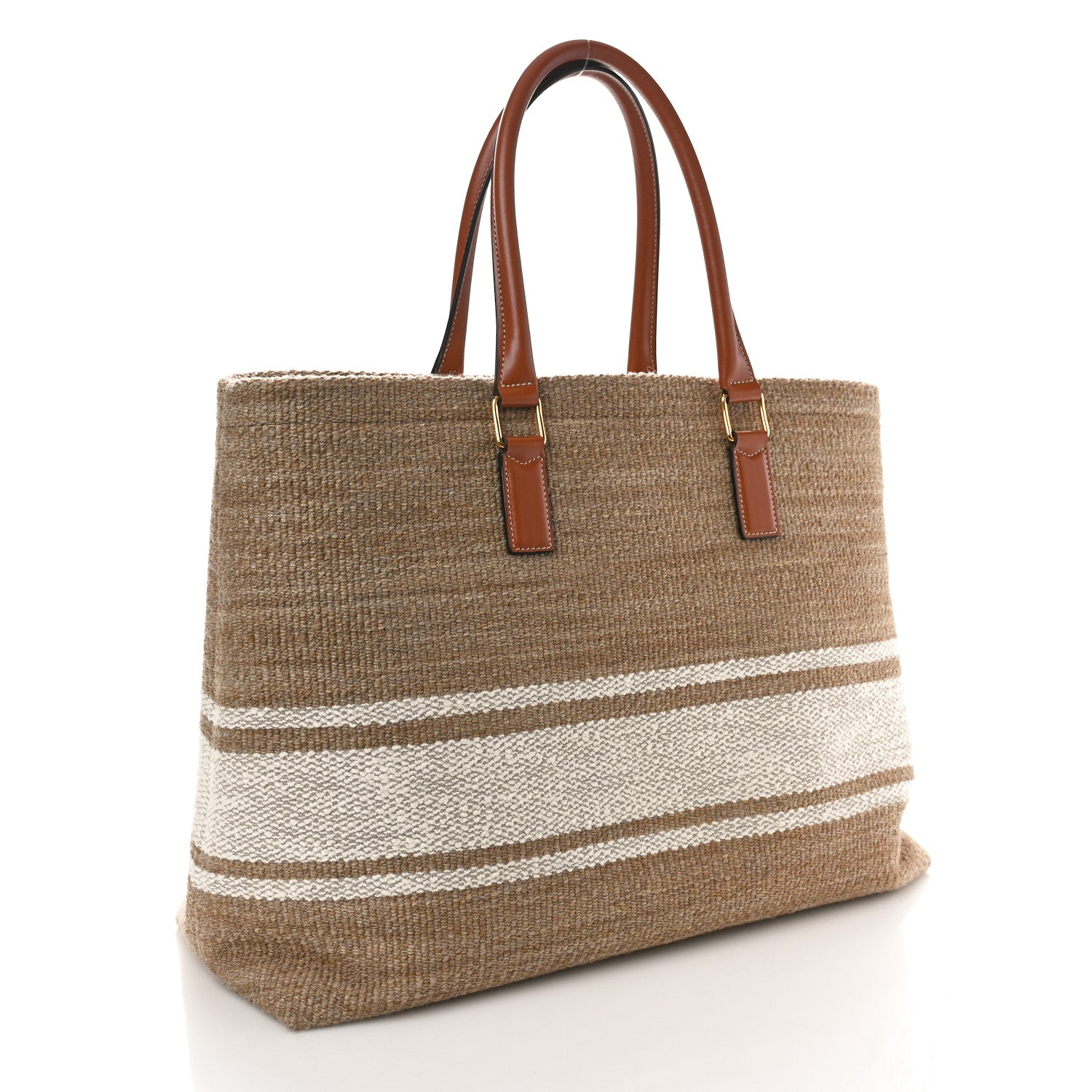 Celine Textile Calfskin Horizontal Cabas Beige Tan 2 of 10