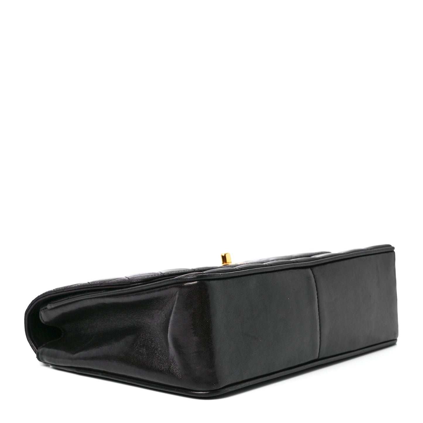 Lambskin Quilted Single Flap Shoulder Bag Black