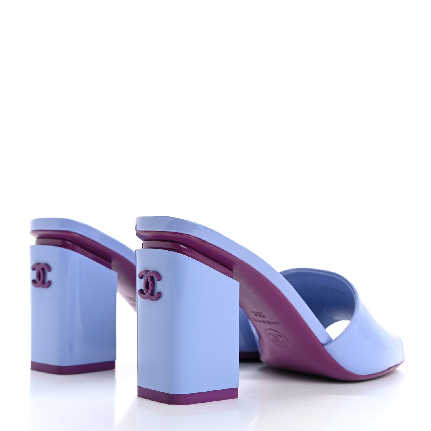 Chanel Patent Calfskin CC Mules 35 Light Purple Dark Purple 5 of 10