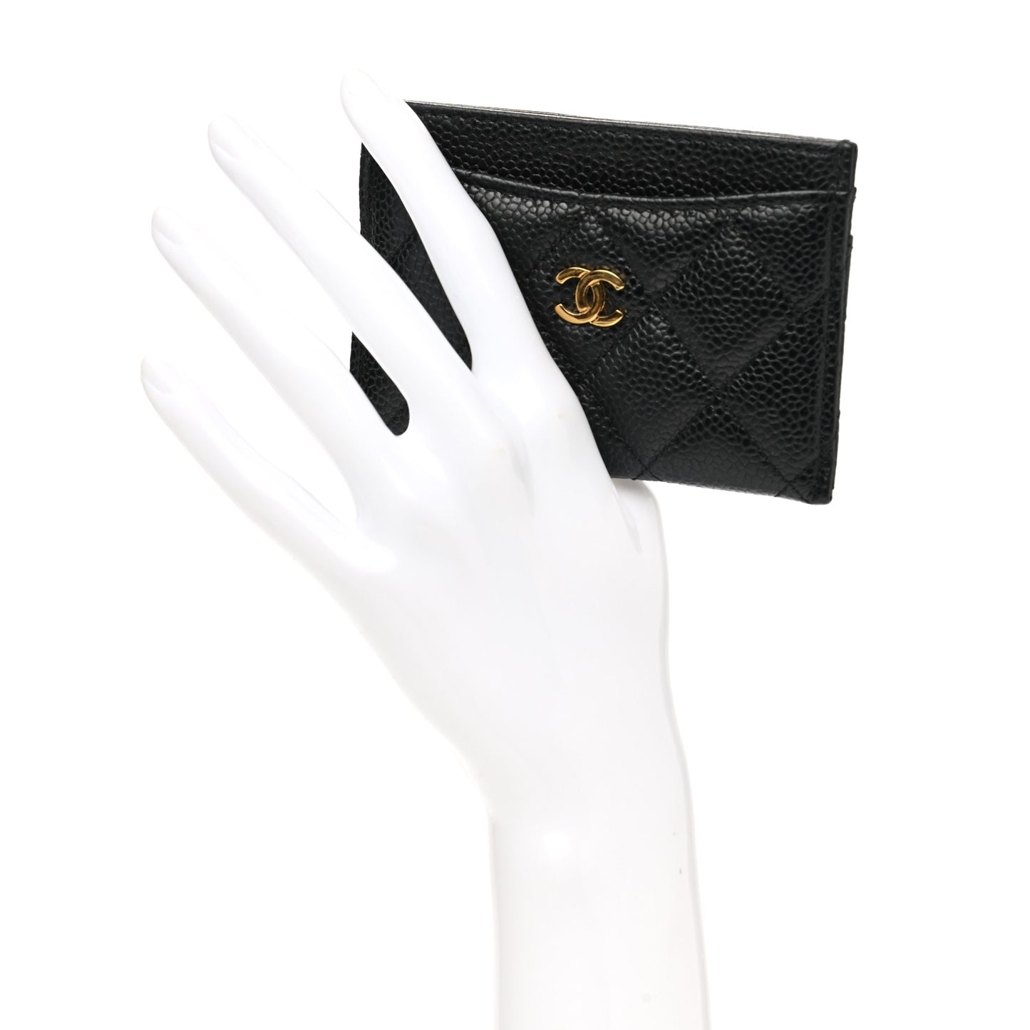 Caviar Quilted Card Holder Black