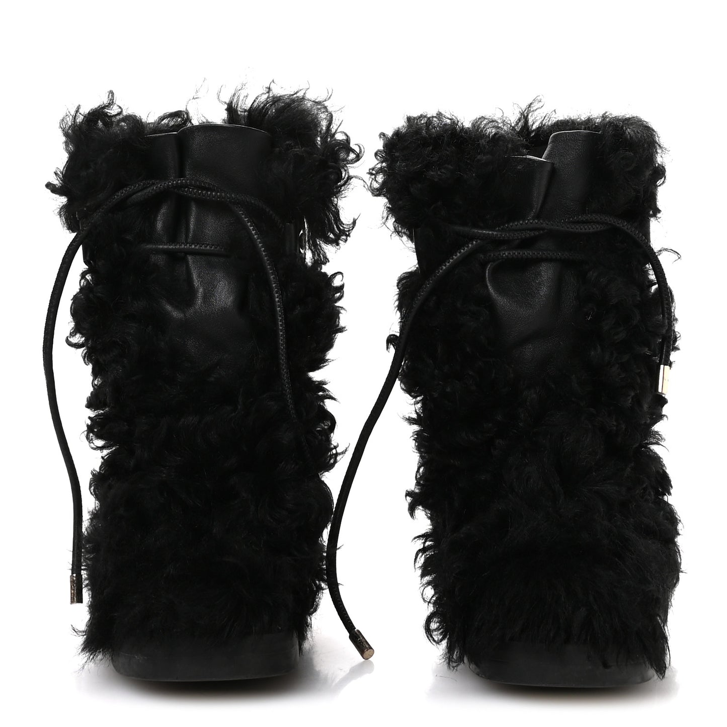 Shearling Sheepskin High Boots 38 Black