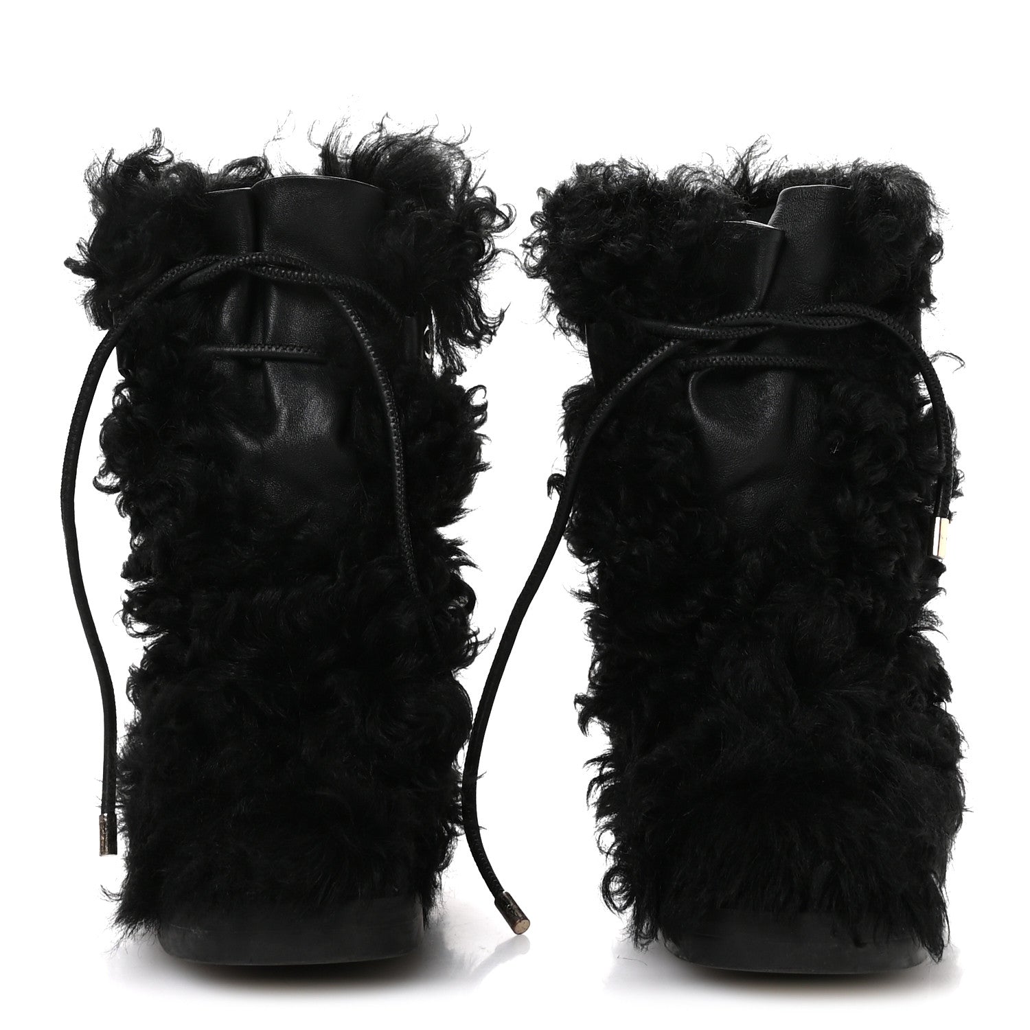 Chanel Shearling Sheepskin High Boots 38 Black 3 of 9
