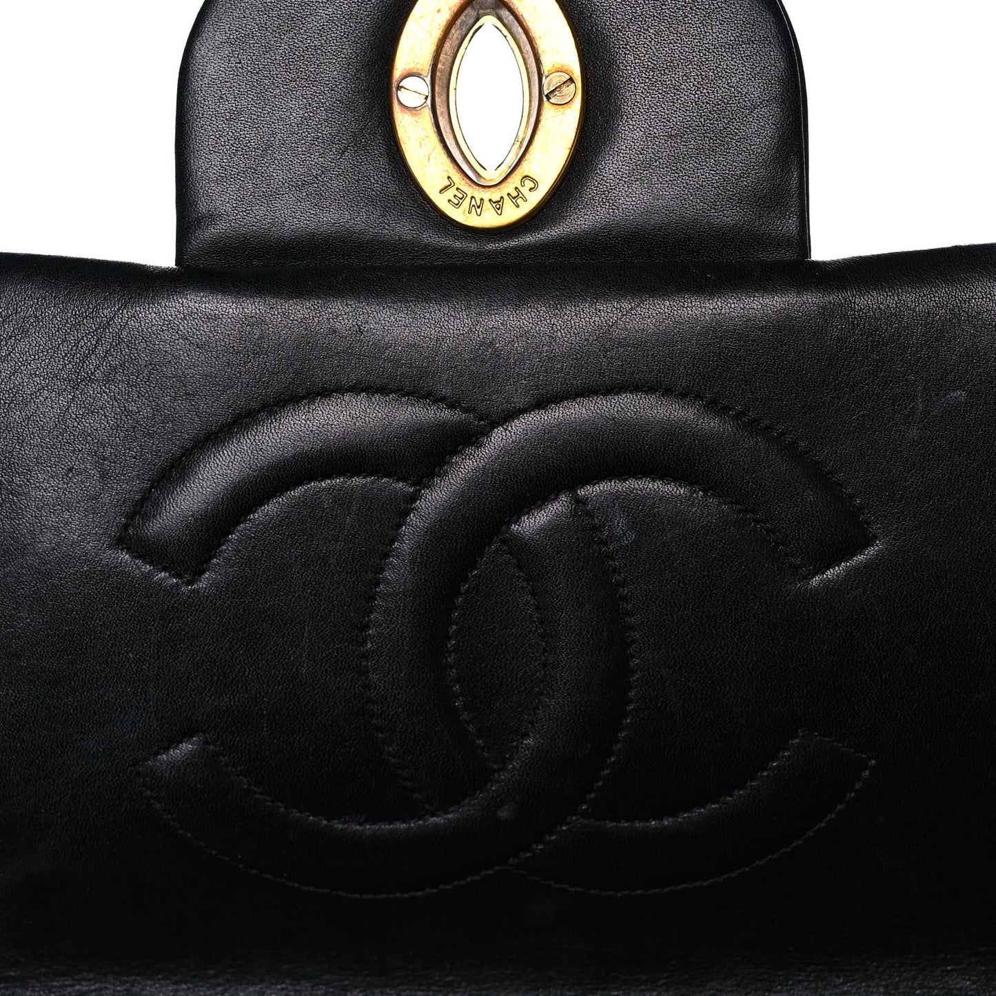 Lambskin Quilted XL Jumbo Single Flap Black