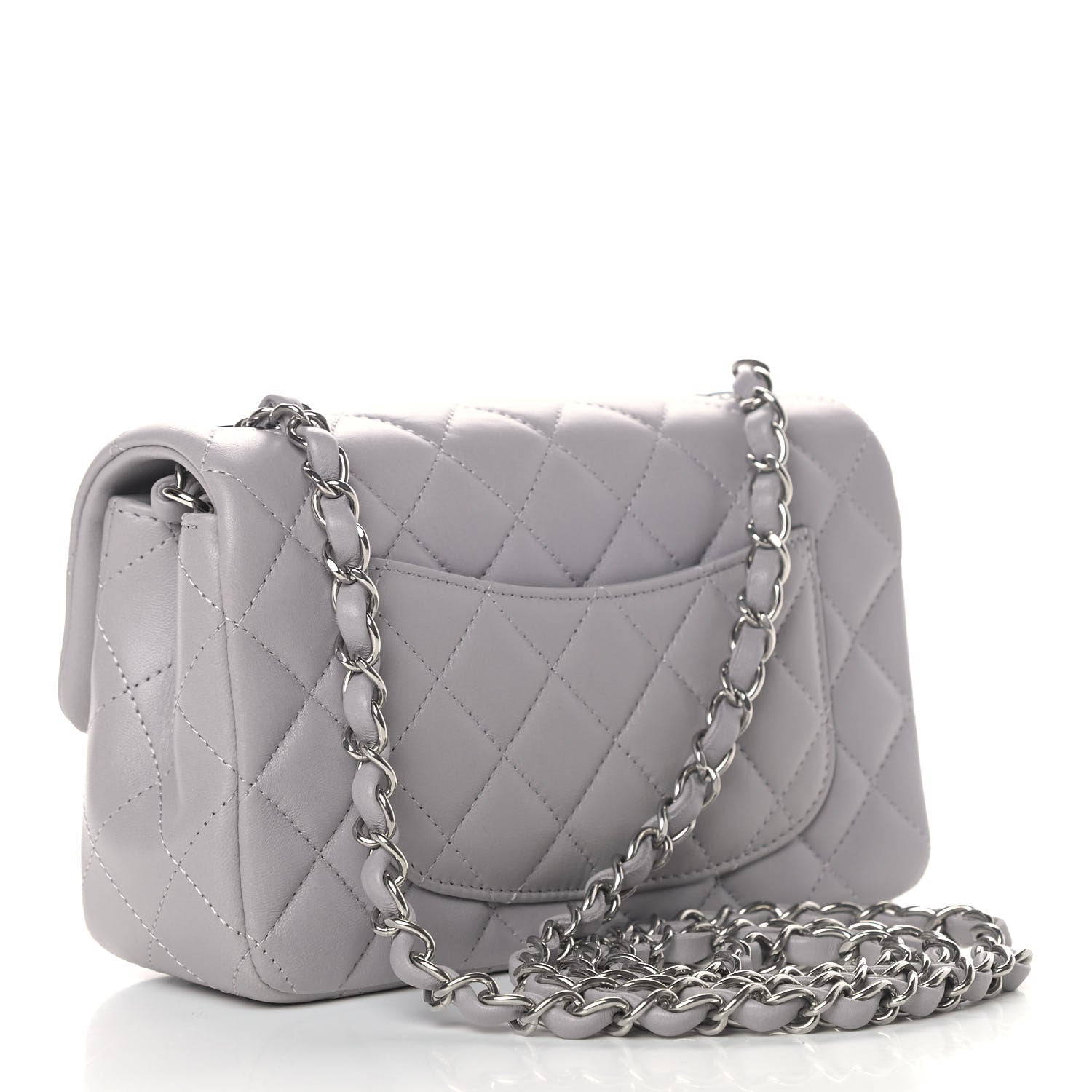 Chanel Lambskin Quilted Mini Rectangular Flap Grey 2 of 4