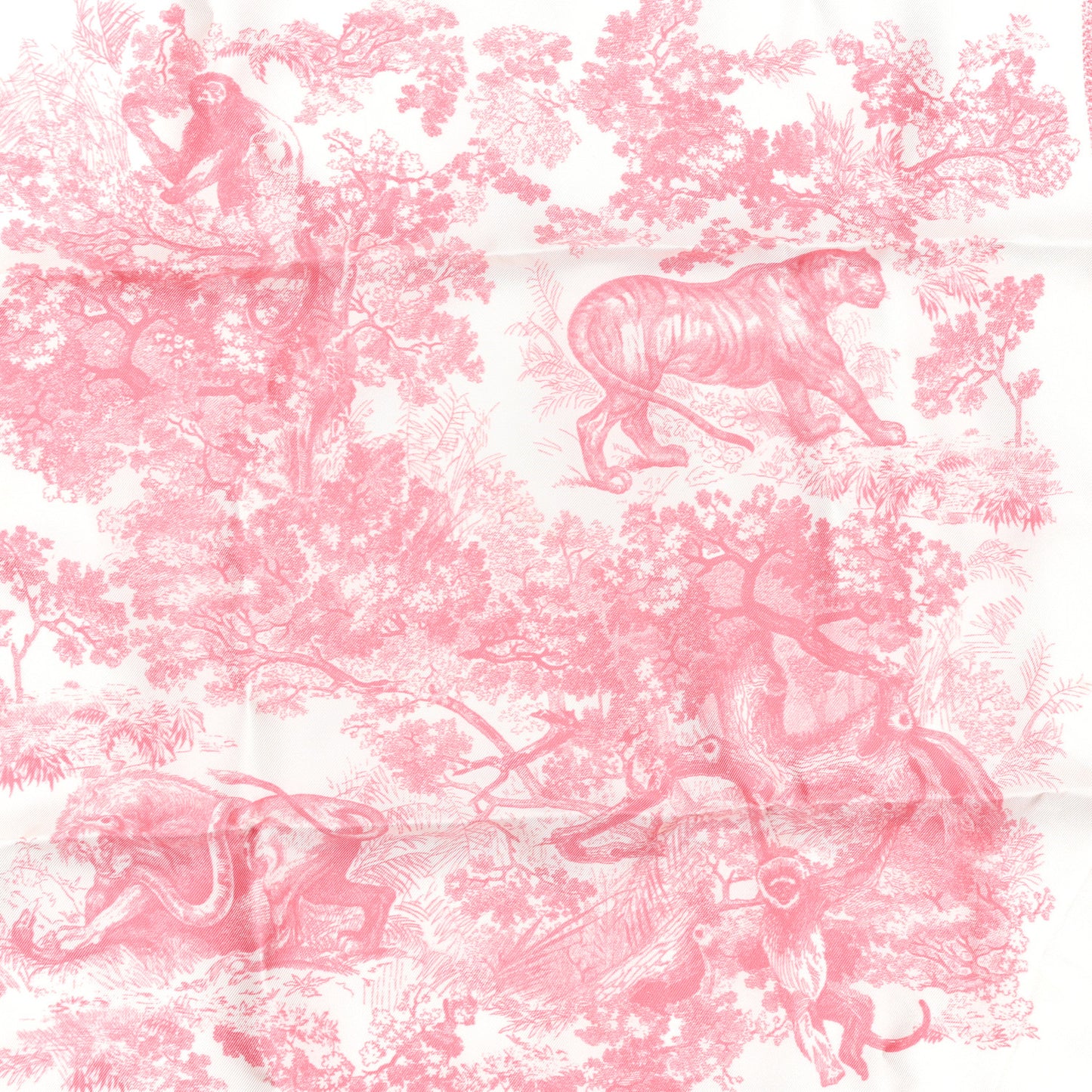 Silk Toile De Jouy Sauvage Square Scarf Peony Pink