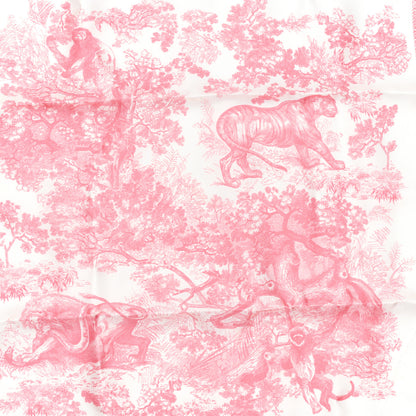 Christian Dior Silk Toile De Jouy Sauvage Square Scarf Peony Pink 4 of 5