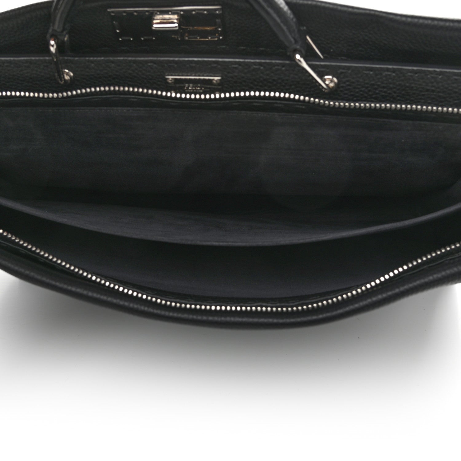 Fendi Cuoio Romano Selleria Large Mens Peekaboo Iconic Essential Satchel Black 10 of 12