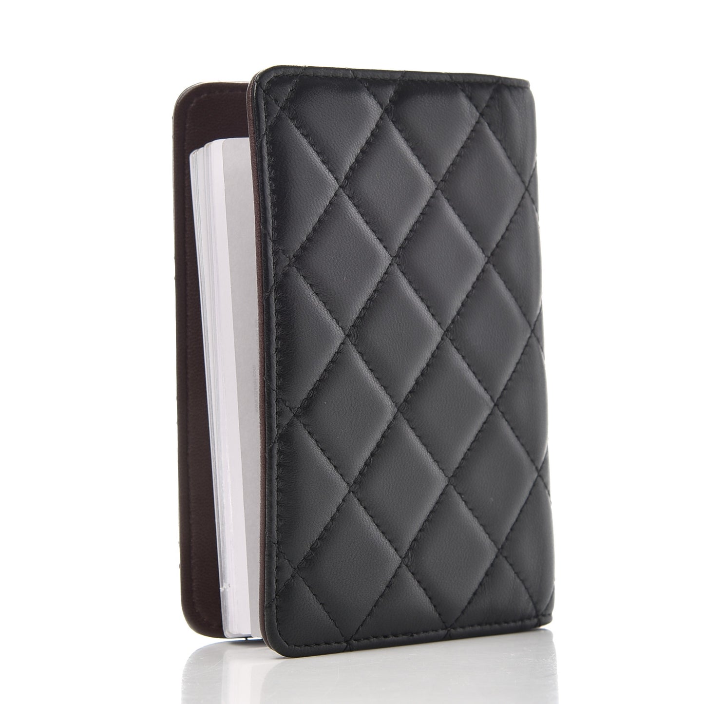 Lambskin Quilted Small Agenda Cover Black