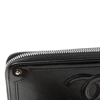 Chanel Caviar Patent Small CC Contour Zip Around Wallet Black 10 of 12