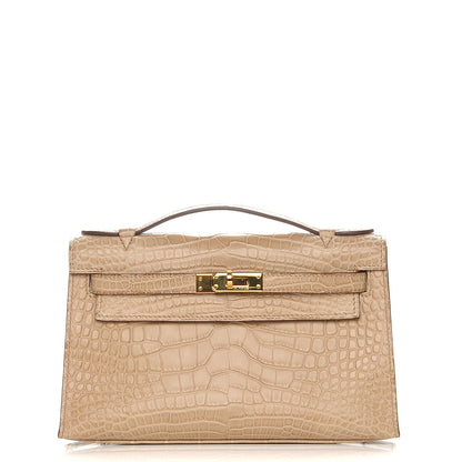 Hermes Matte Alligator Kelly Pochette Poussiere 1 of 23