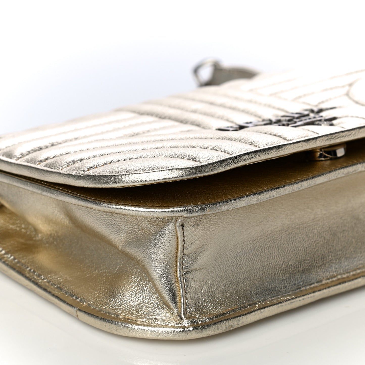 Metallic Nappa Impunture Small Diagramme Crossbody Bag Gold