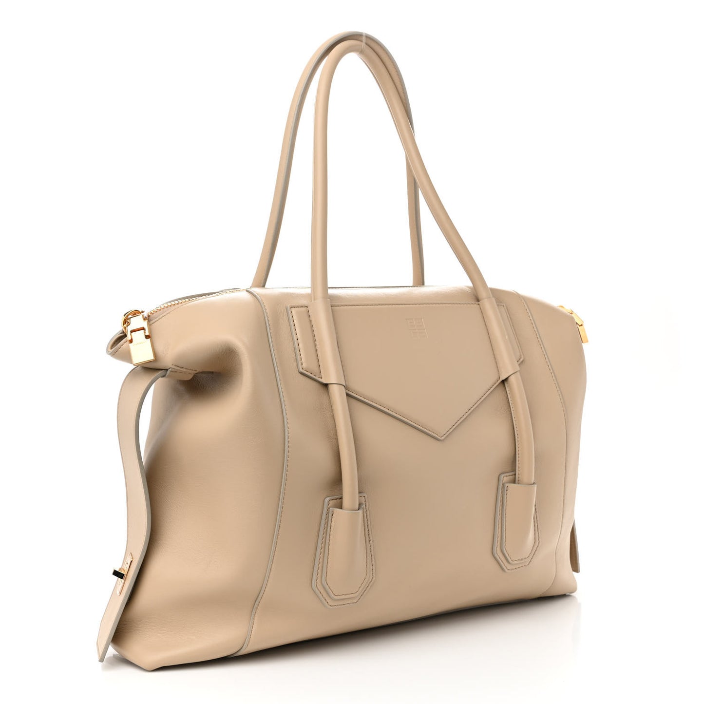 Smooth Calfskin Medium Antigona Soft Lock Duffle Bag Beige