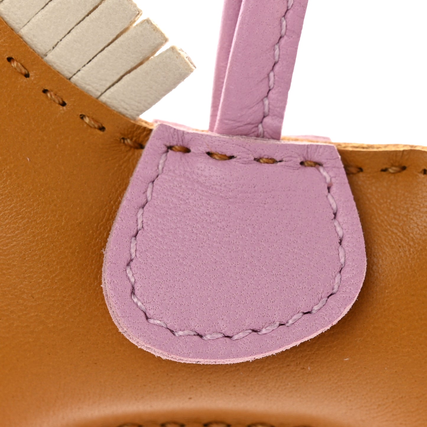 Milo Lambskin Grigri Rodeo Horse Bag Charm PM Sesame Mauve Sylvestre Craie