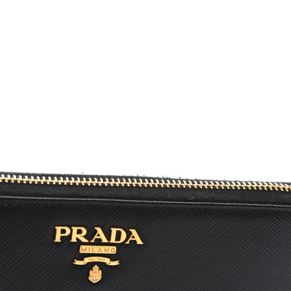Prada Saffiano Metal Zip Around Wallet Black 8 of 8