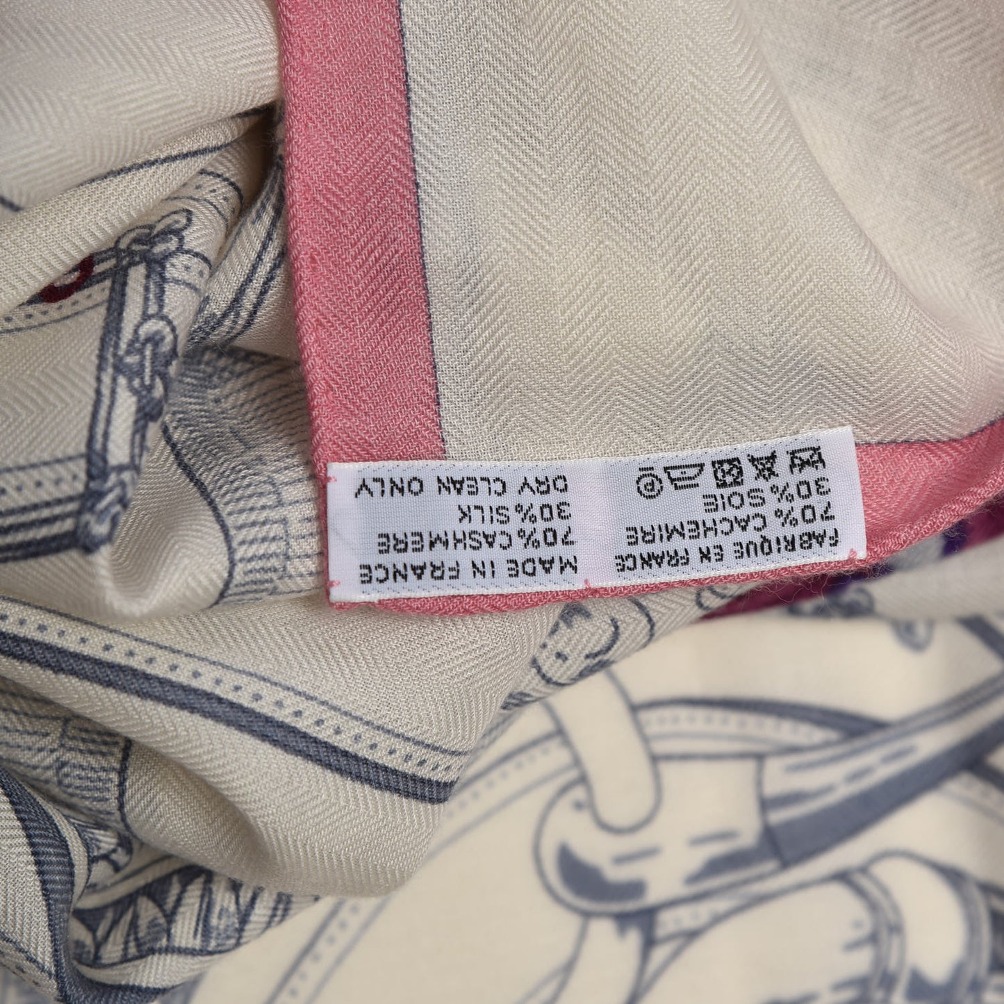 Cashmere Silk Cavalcadour Shawl 140 Blanc Violet Rose