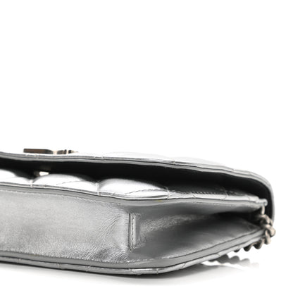 Balenciaga Metallic Calfskin Quilted Touch B Wallet On Chain Silver 9 of 9