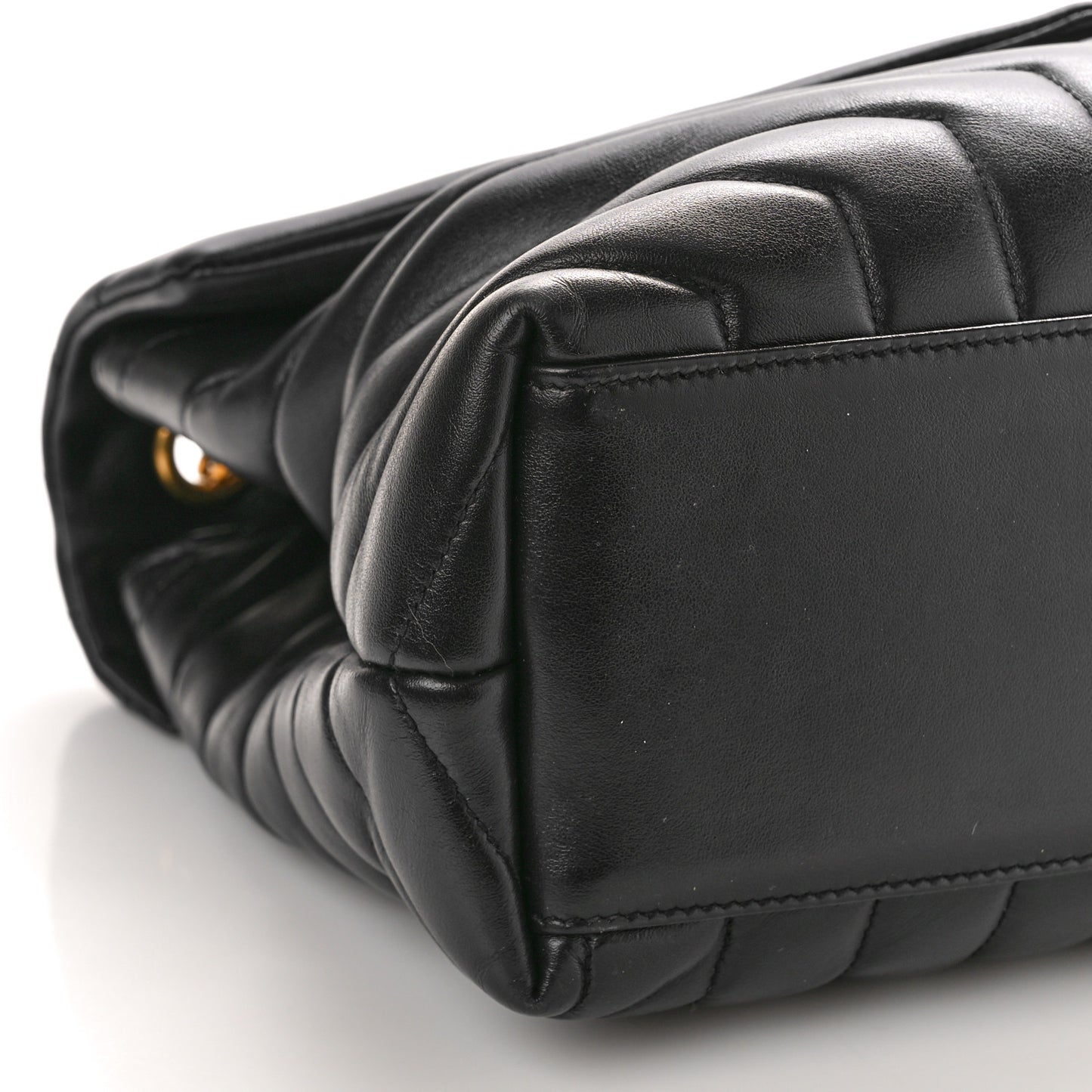 SAINT LAURENT Calfskin Y Quilted Monogram Medium Loulou Chain Satchel Black