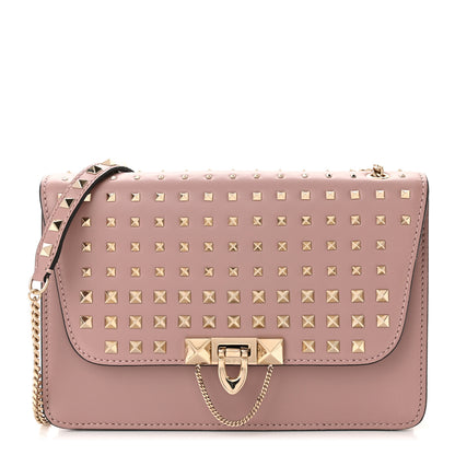 Valentino Garavani Vitello Small Rockstud All Over Demilune Shoulder Bag Lipstick 1 of 9