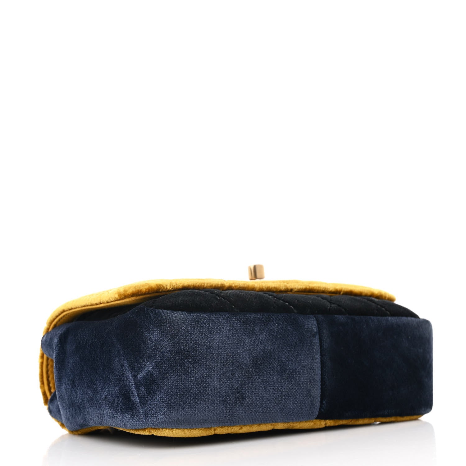 Chanel Velvet Quilted Small Camellia Flap Yellow Navy Charcoal 4 of 12