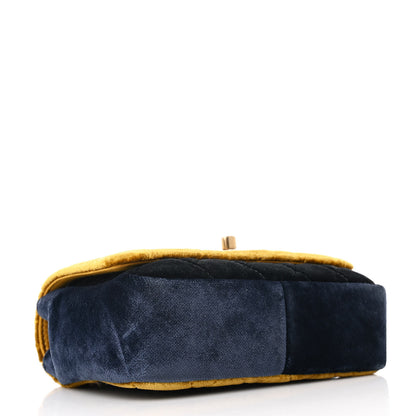 Chanel Velvet Quilted Small Camellia Flap Yellow Navy Charcoal 4 of 12