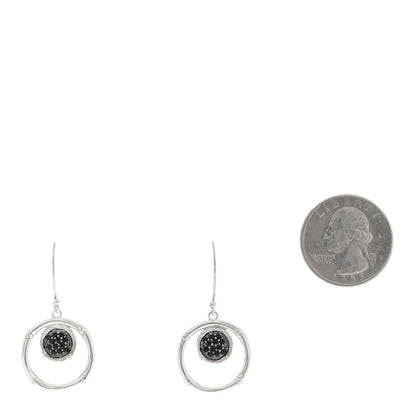 John Hardy Sterling Silver Black Sapphire Drop Hoop Earrings 2 of 4