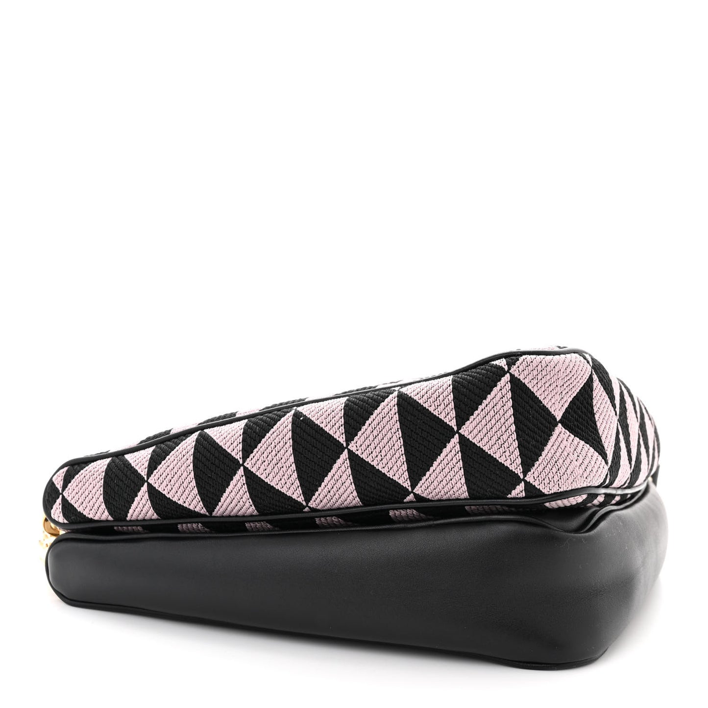 Jacquard Calfskin Triangolo Symbole Embroidered Mini Triangle Double Bag Black Alabastro