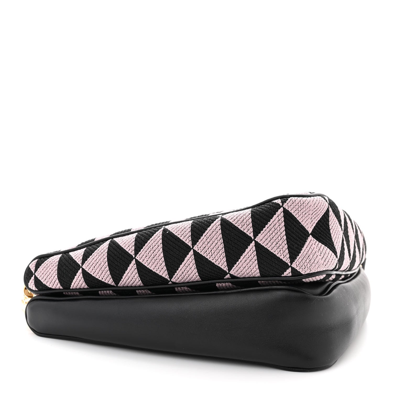 Prada Jacquard Calfskin Triangolo Symbole Embroidered Mini Triangle Double Bag Black Alabastro 4 of 12