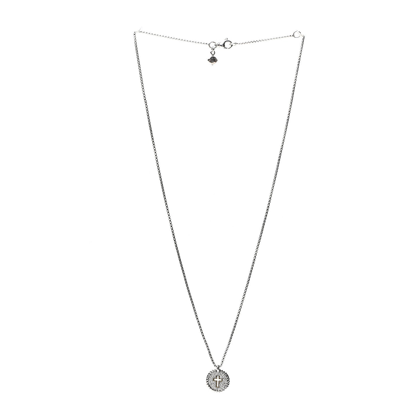 Sterling Silver 18K Yellow Gold Diamond Cable Collectibles Cross Charm Pendant Necklace