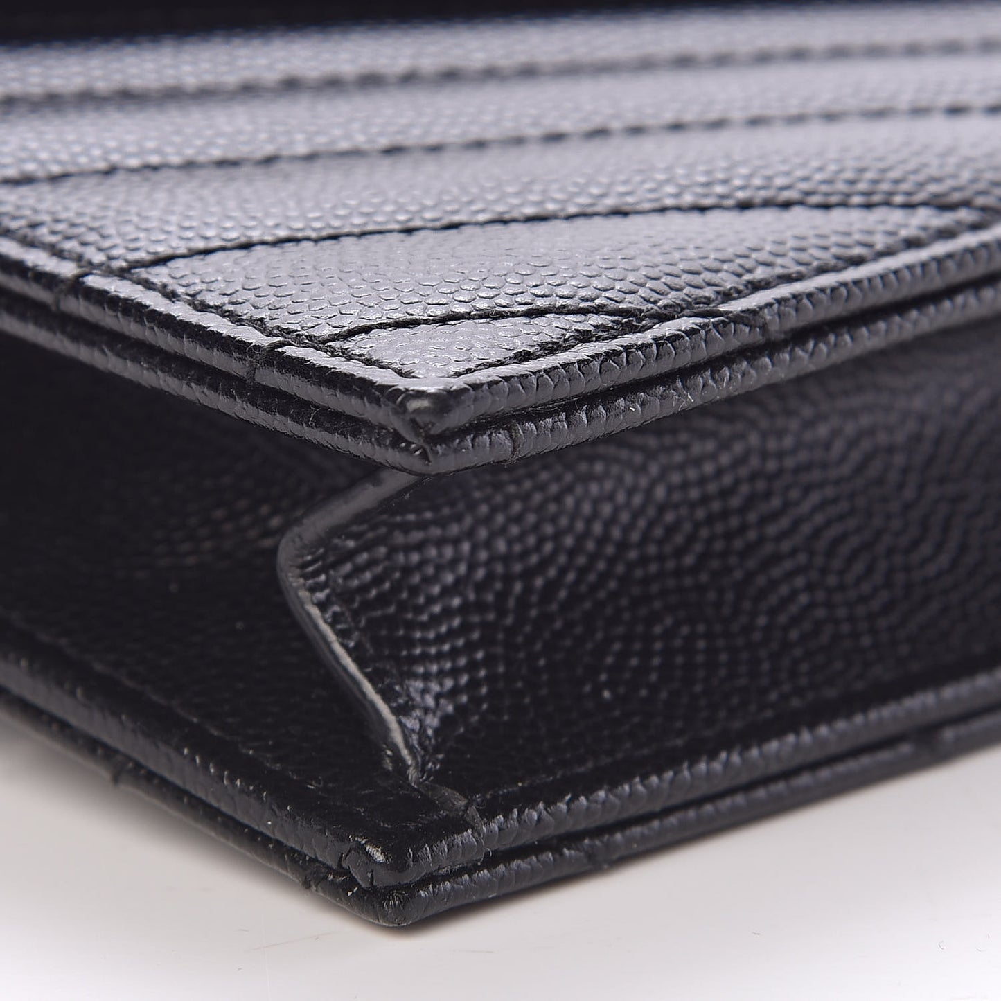 Grain De Poudre Matelasse Chevron Monogram Envelope Chain Wallet Black