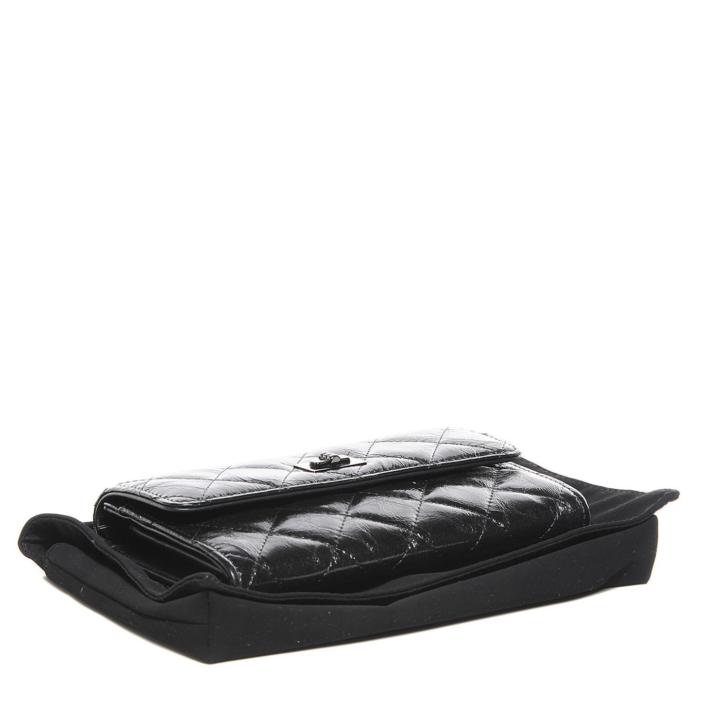 Glazed Calfskin Quilted Reissue Small Flap Wallet Black