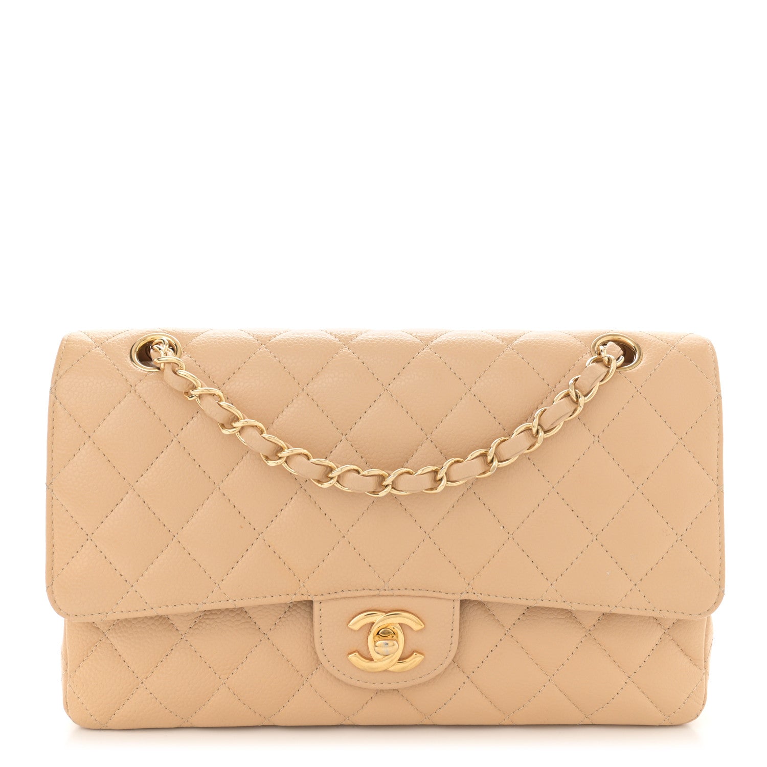 Chanel Caviar Quilted Medium Double Flap Beige 1 of 11