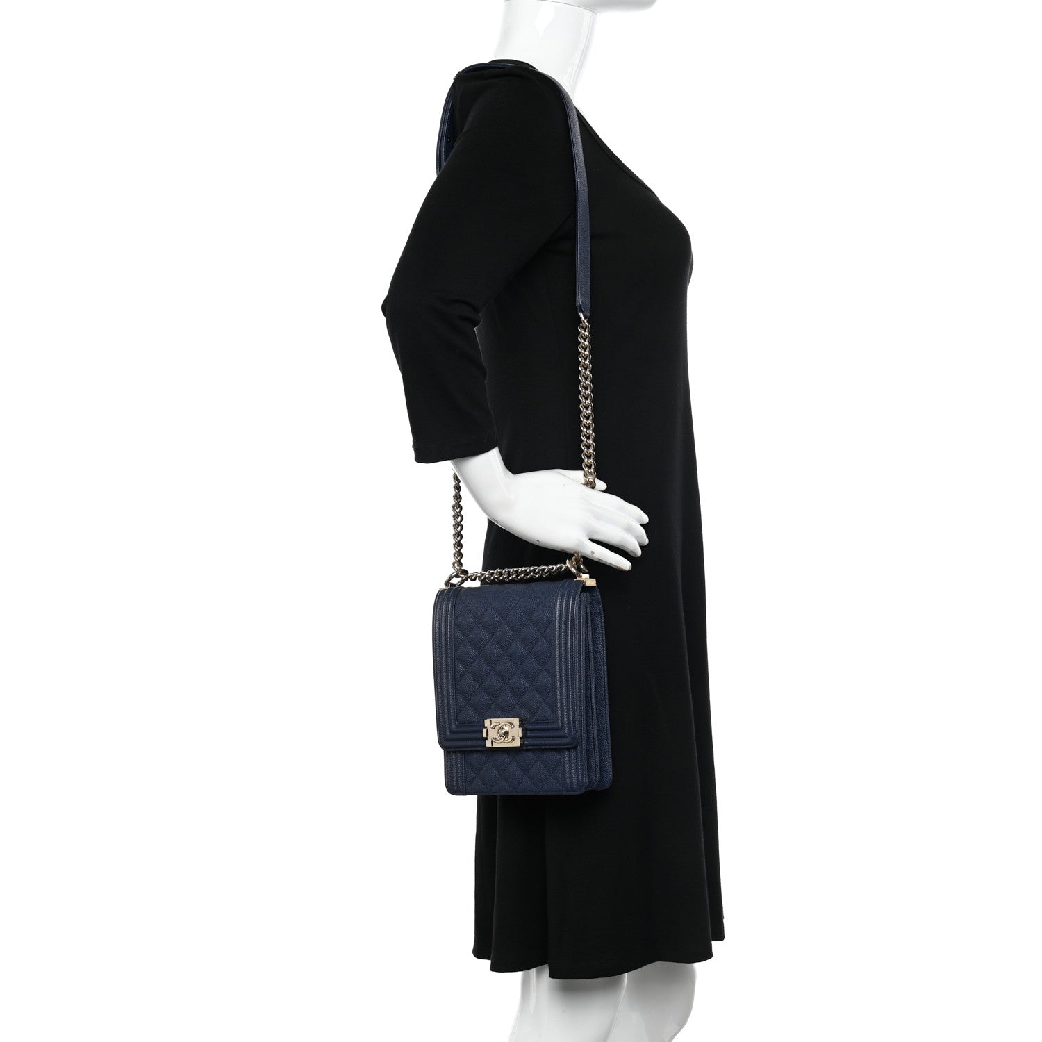 Chanel Caviar Quilted North South Boy Flap Blue 2 of 10