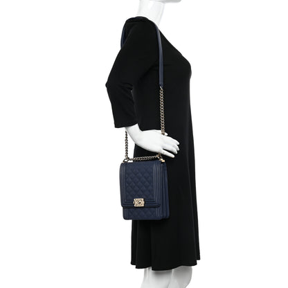 Chanel Caviar Quilted North South Boy Flap Blue 2 of 10
