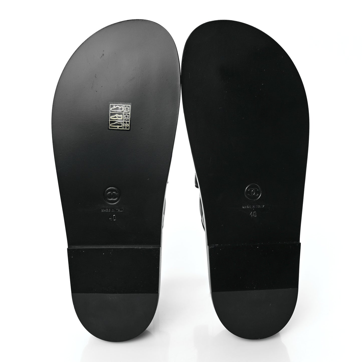 Lambskin Quilted Velcro Dad Chain CC Slide Sandals 40 Black