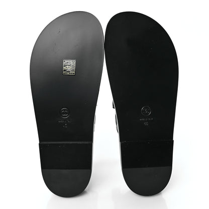 Chanel Lambskin Quilted Velcro Dad Chain CC Slide Sandals 40 Black 5 of 9